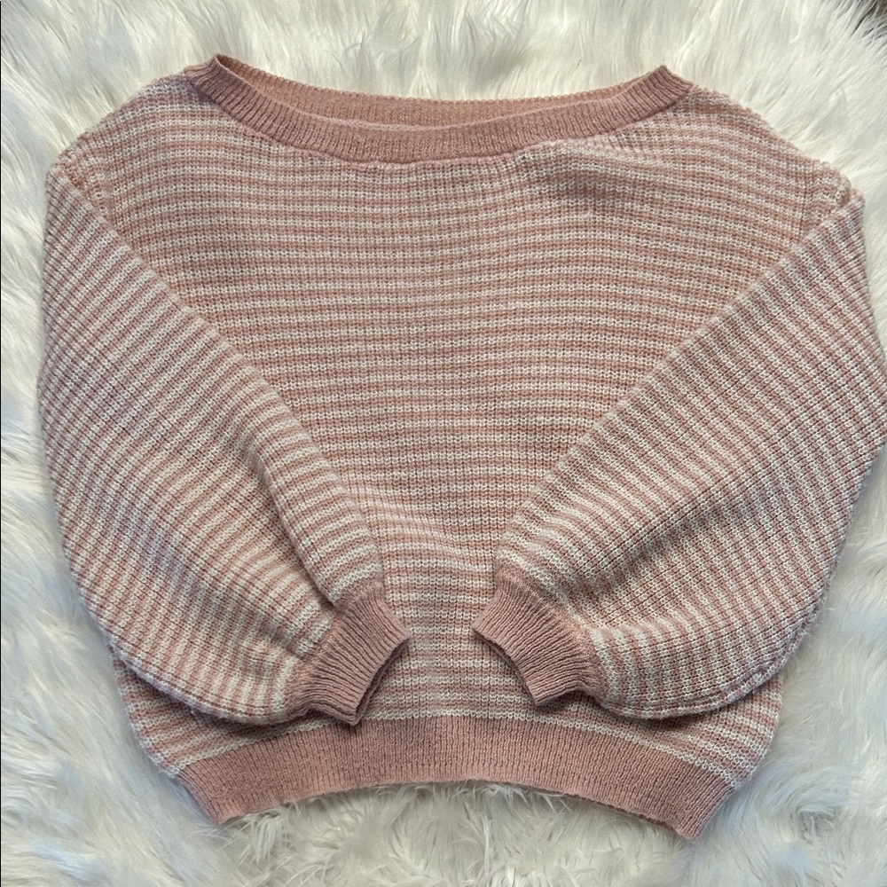 SHEIN Blush and White Striped Sweater